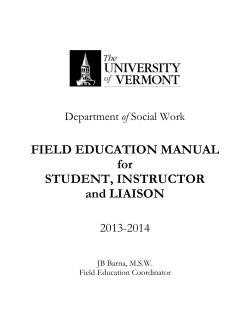 FIELD EDUCATION MANUAL for STUDENT, INSTRUCTOR