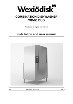 COMBINATION DISHWASHER WD-90 DUO Installation and user manual (Translation of original user manual)