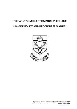 THE WEST SOMERSET COMMUNITY COLLEGE FINANCE POLICY AND PROCEDURES MANUAL