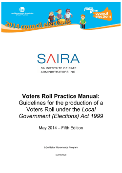 Voters Roll Practice Manual: Guidelines for the production of a Local