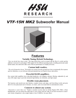 VTF-15H MK2 Subwoofer Manual Features Variable Tuning Hybrid Technology.