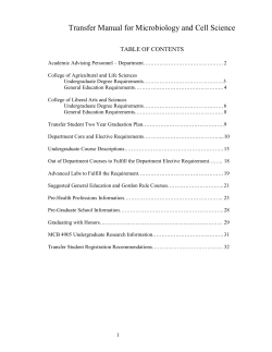 Transfer Manual for Microbiology and Cell Science  TABLE OF CONTENTS