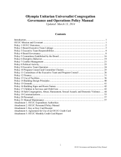 Olympia Unitarian Universalist Congregation Governance and Operations Policy Manual Contents