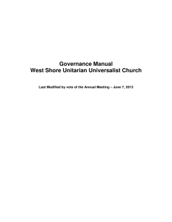 Governance Manual West Shore Unitarian Universalist Church