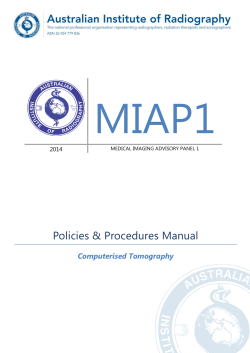 MIAP1  Policies &amp; Procedures Manual Computerised Tomography