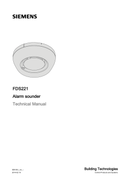 FDS221 Alarm sounder Technical Manual Building Technologies