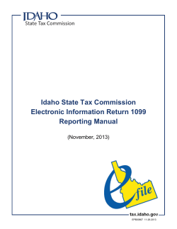 Idaho State Tax Commission Electronic Information Return 1099 Reporting Manual