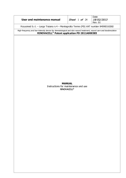 User and maintenance manual Sheet of 18/ 02/ 2013