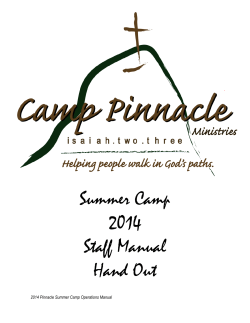 Summer Camp 2014 Staff Manual Hand Out