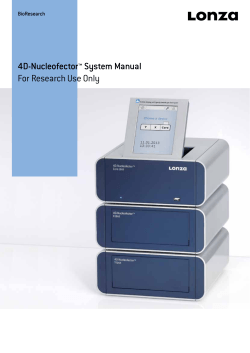 4D-Nucleofector™ System Manual For Research Use Only BioResearch