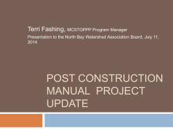 POST CONSTRUCTION MANUAL  PROJECT UPDATE Terri Fashing,