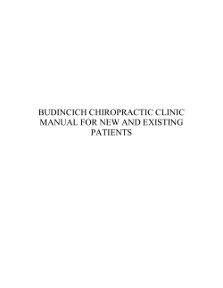 BUDINCICH CHIROPRACTIC CLINIC MANUAL FOR NEW AND EXISTING PATIENTS