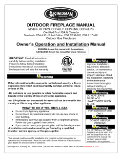 OUTDOOR FIREPLACE MANUAL Owner’s Operation and Installation Manual