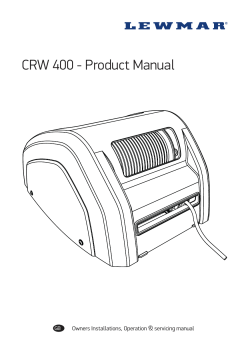 CRW 400 - Product Manual Owners Installations, Operation &amp; servicing manual GB