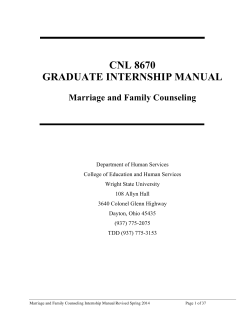 CNL 8670 GRADUATE INTERNSHIP MANUAL Marriage and Family Counseling