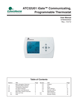 ATC32U01 iGate™ Communicating, Programmable Thermostat Table of Contents User Manual