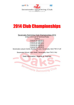 2014 Club Championships Sevenoaks Swimming Club Championships 2014