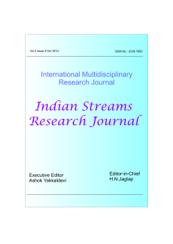Indian Streams Research Journal International Multidisciplinary Editor-in-Chief