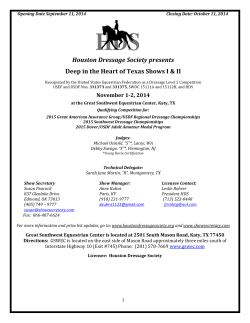 Houston Dressage Society presents November 1-2, 2014 Opening Date September 11, 2014