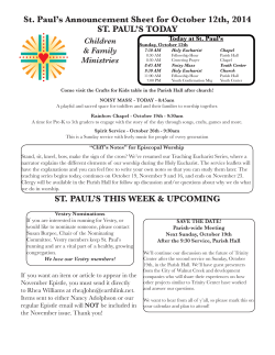 St. Paul’s Announcement Sheet for October 12th, 2014 ST. PAUL’S TODAY Children