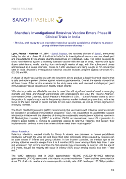 Shantha’s Investigational Rotavirus Vaccine Enters Phase III Clinical Trials in India