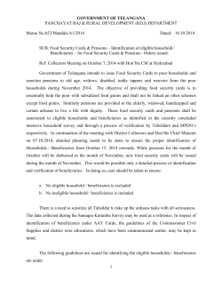 GOVERNMENT OF TELANGANA  PANCHAYAT RAJ &amp; RURAL DEVELOPMENT (RD.I) DEPARTMENT Memo No.653/Mandals/A1/2014