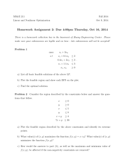 Homework Assignment 2: Due 4:00pm Thursday, Oct 16, 2014
