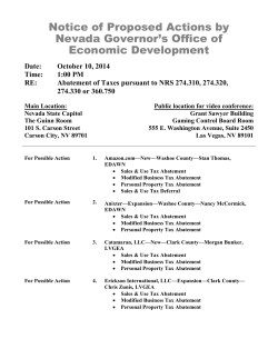Notice of Proposed Actions by Nevada Governor’s Office of Economic Development