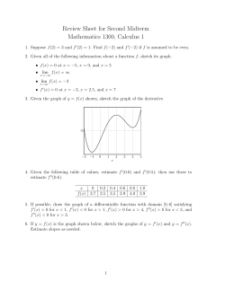 Review Sheet for Second Midterm Mathematics 1300, Calculus 1