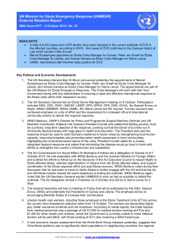 UN Mission for Ebola Emergency Response (UNMEER) External Situation Report