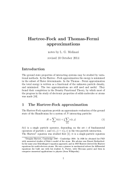 Hartree-Fock and Thomas-Fermi approximations Introduction notes by L. G. Molinari