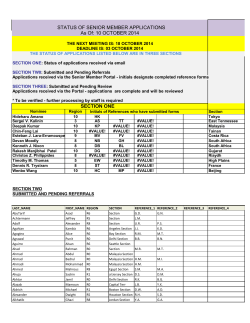 SECTION ONE SECTION TW0 : Status of applications received via email