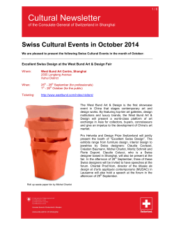 Cultural Newsletter Swiss Cultural Events in October 2014