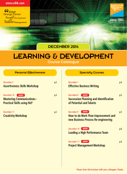 LEARNING &amp; DEVELOPMENT DECEMBER 2014 Course Catalogue