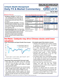 Daily FX &amp; Market Commentary Market Recap Oct 14, 2014