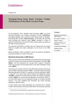 Shanghai-Hong  Kong  Stock  Connect:  Further