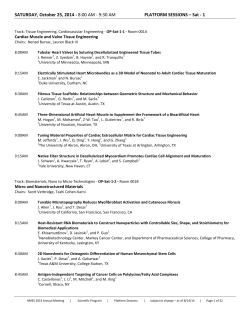SATURDAY, October 25, 2014 - Cardiac Muscle and Valve Tissue Engineering
