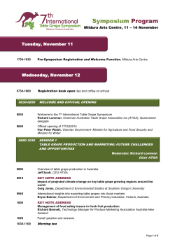 Symposium  Program Tuesday, November 11