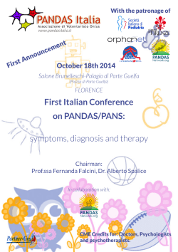 First Italian Conference on PANDAS/PANS: symptoms, diagnosis and therapy October 18th 2014