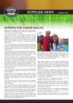 SUPPLIER NEWS RUNNING FOR FARMER HEALTH October 2014