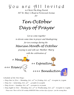 Y o u   a r e  ... Ten October Days of Prayer