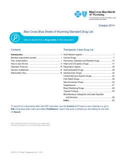 Blue Cross Blue Shield of Wyoming Standard Drug List October 2014 &lt; Contents