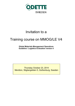 Invitation to a Training course on MMOG/LE V4
