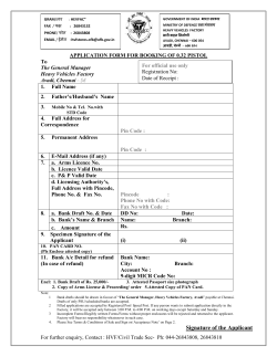 APPLICATION FORM FOR BOOKING OF 0.32 PISTOL To