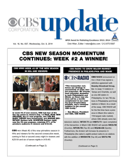 CBS NEW SEASON MOMENTUM CONTINUES: WEEK #2 A WINNER!