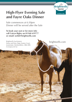 High-Flyer Evening Sale and Fayre Oaks Dinner Sale commences at 6:30pm