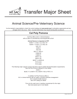 Transfer Major Sheet Animal Science/Pre-Veterinary Science