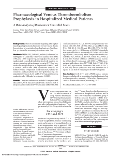 Pharmacological Venous Thromboembolism Prophylaxis in Hospitalized Medical Patients