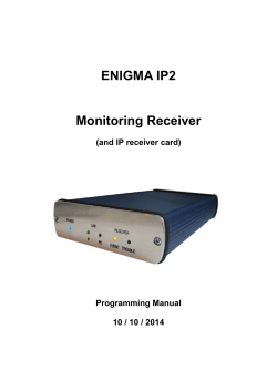 ENIGMA IP2 Monitoring Receiver (and IP receiver card) Programming Manual