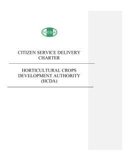 CITIZEN SERVICE DELIVERY CHARTER HORTICULTURAL CROPS